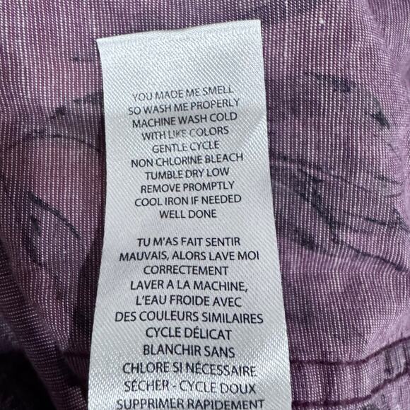 TravisMathew Palm Leaf Button Down Shirt Men’s XL Purple Short Sleeve - Picture 6 of 6